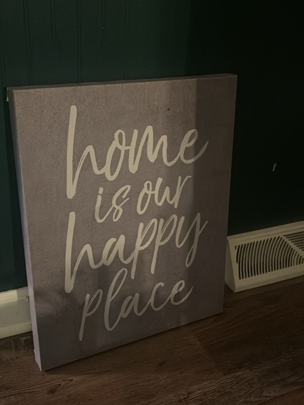 Wall Art Canvas - 'Home Is Our Happy Place' in Lavender